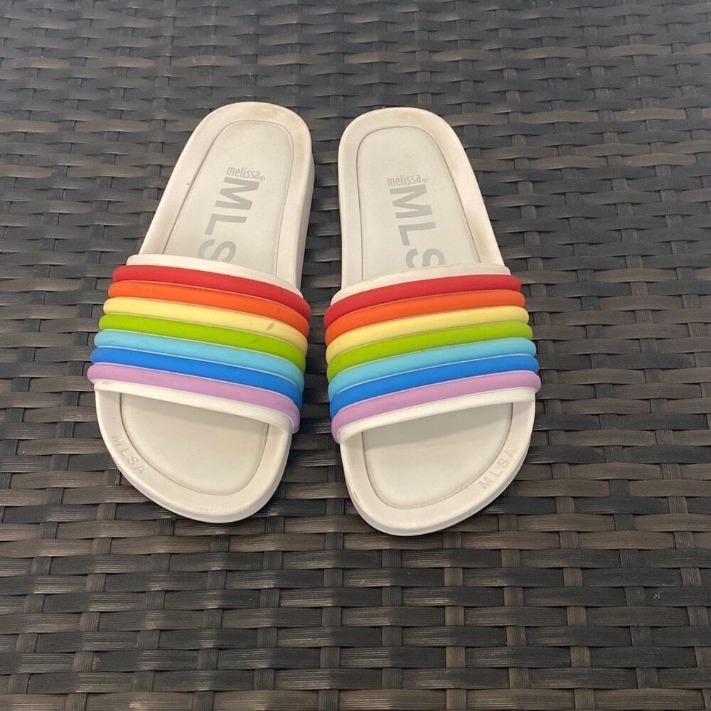 Melissa, rainbow sandals, women’s size 7